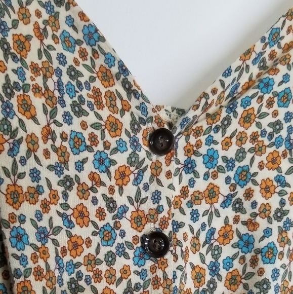 Floral dress unbranded sleeveless floral Medium EUC blue orange flowers - Picture 3 of 9